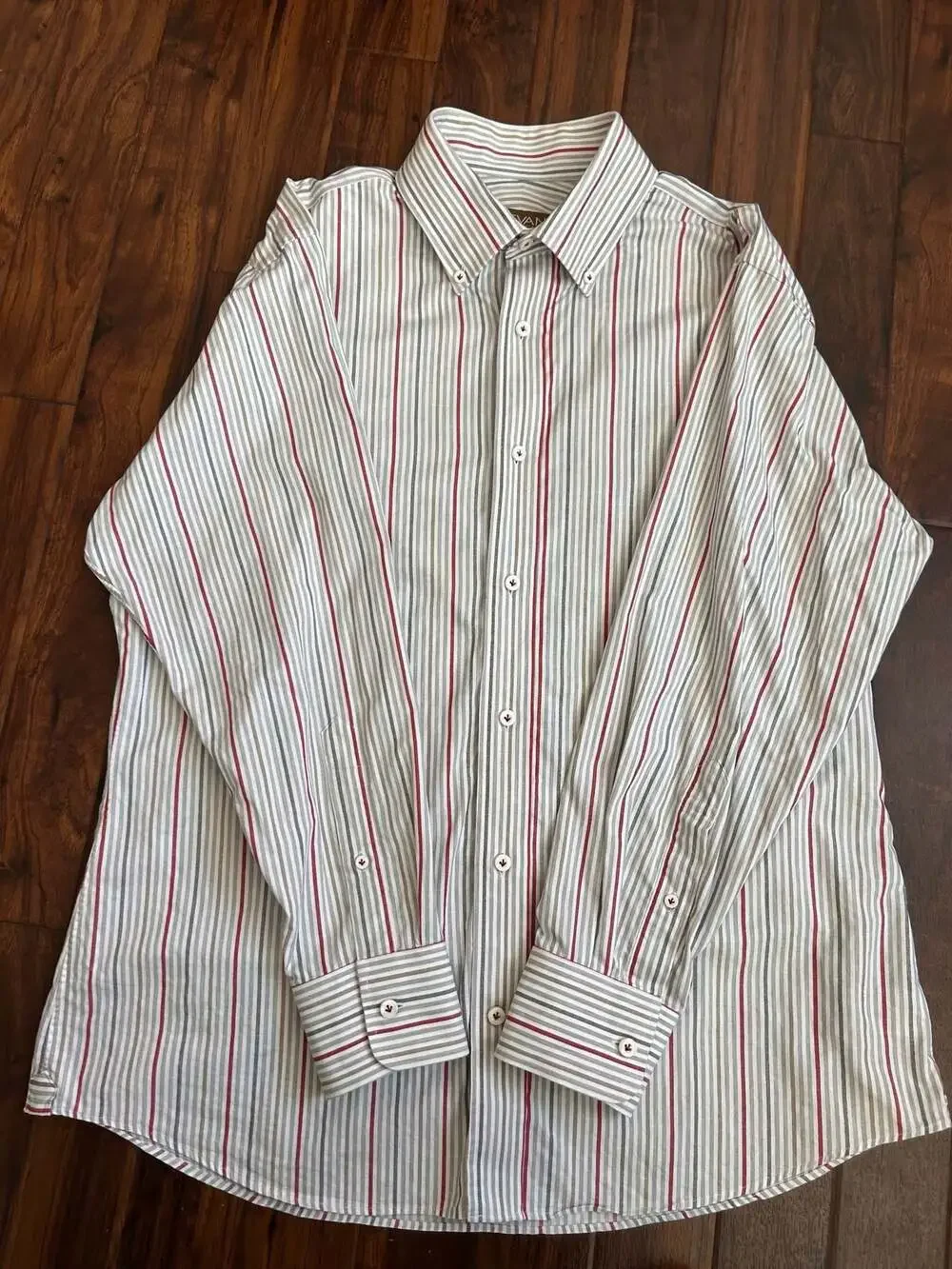 Devan Vincent Men's Long Sleeve Button Down Striped Dress Shirt, EUC